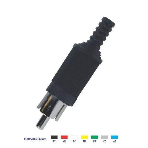 Plug Rca Macho C/ Rabicho- Emetal - (10pçs)