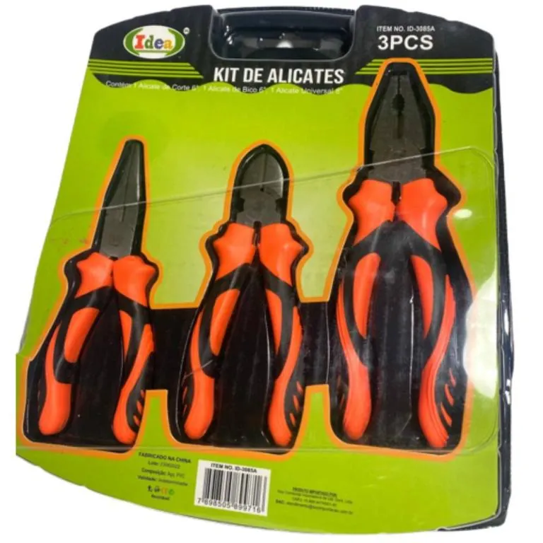 KIT 3 ALICATES - BICO, CORTE E UNIVERSAL 8'