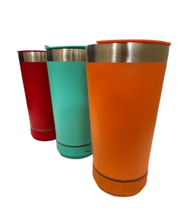 COPO TERMICO MUSICAL COM CAIXA DE SOM BLUETOOTH 420ML
