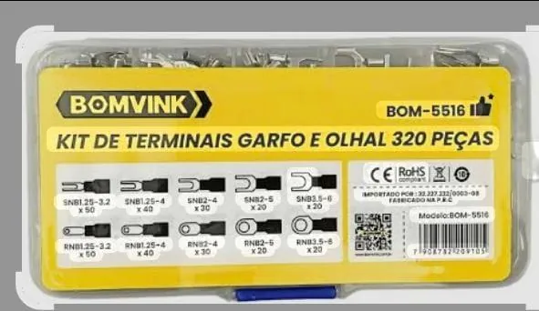 KIT DE TERMINAIS GARFO E OLHAL 320 PÇS BOM-5516